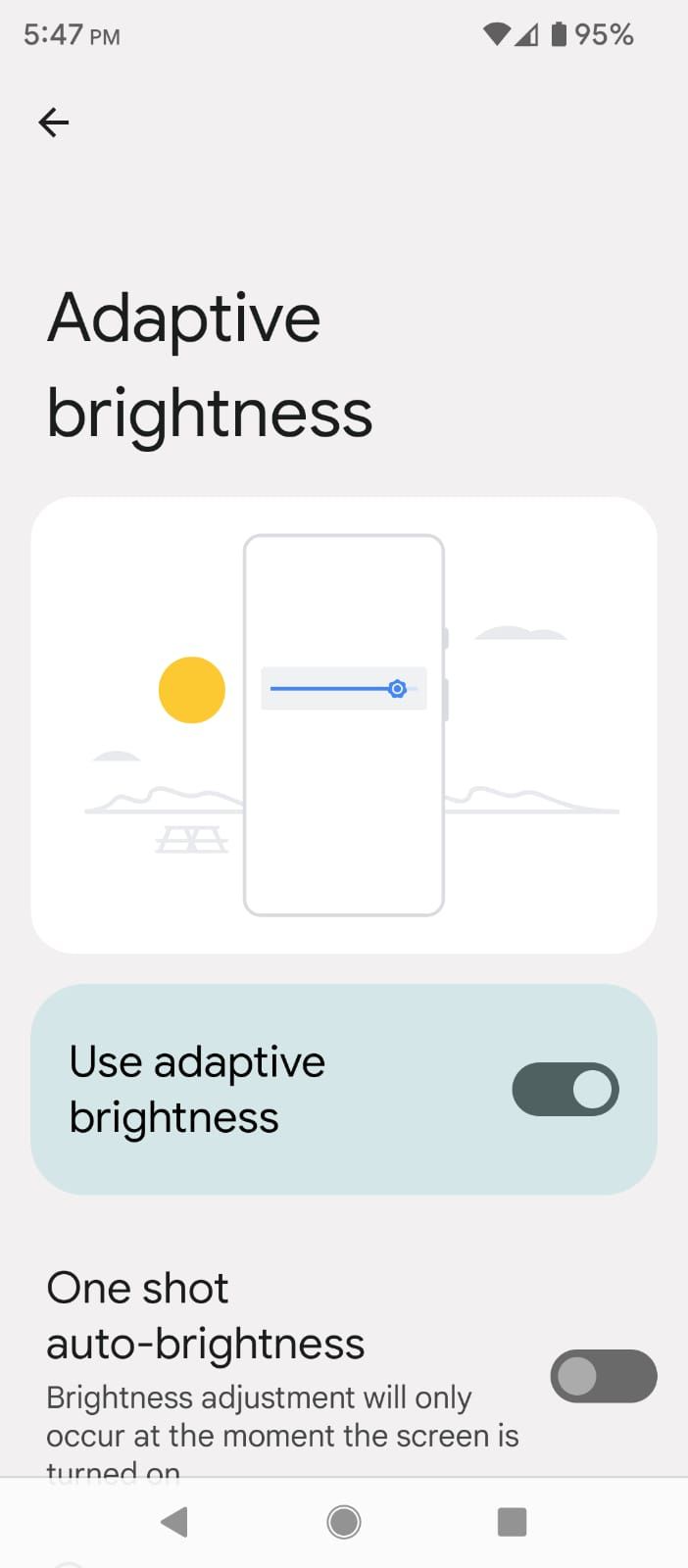Adaptive Brightness option in Android Display Settings