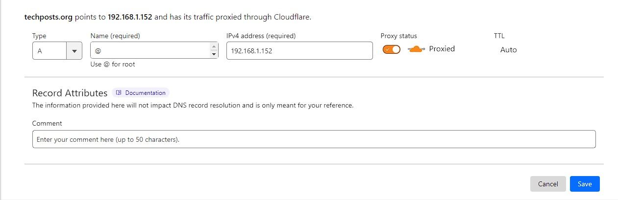 add static ip to the cloudflare dns