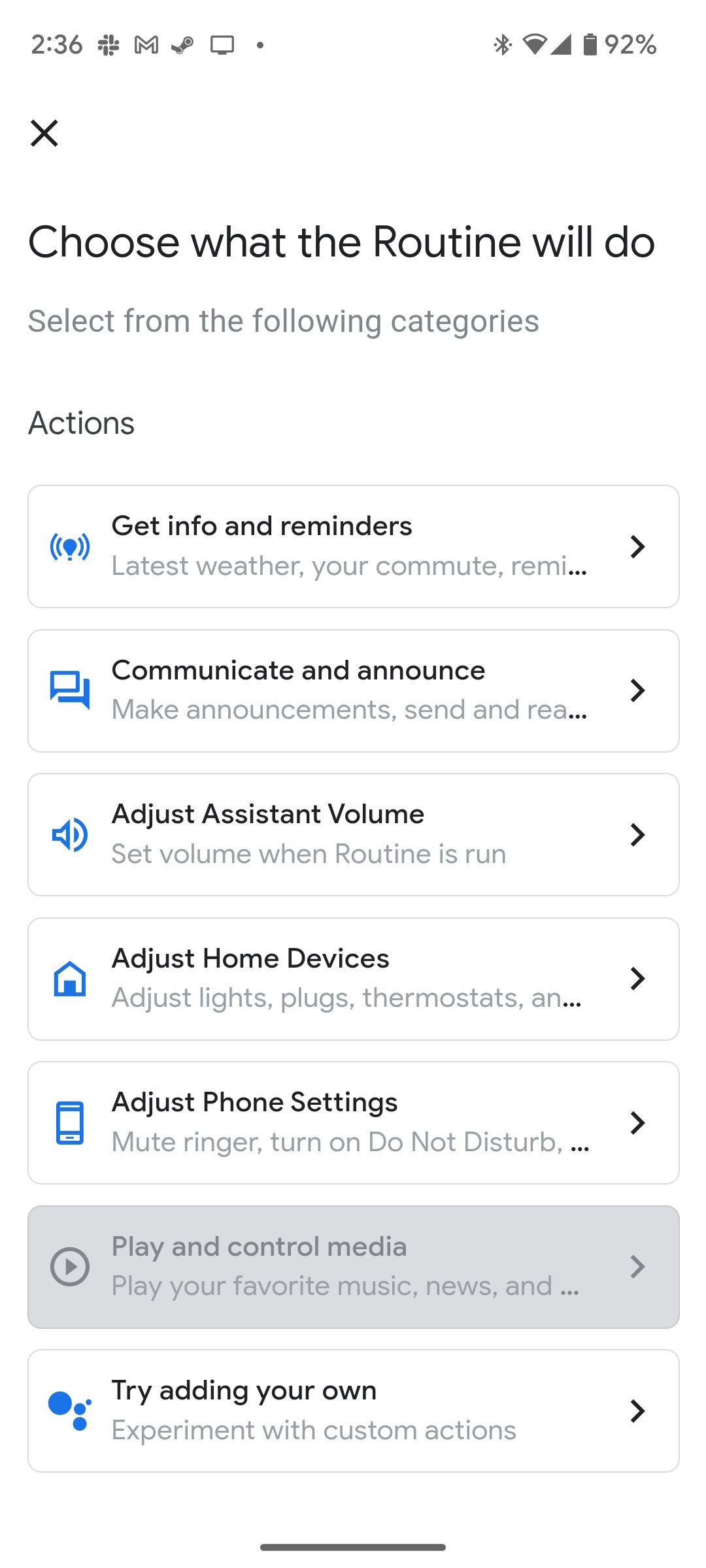 Adjusting the home devices section of the Google Assistant Routine page