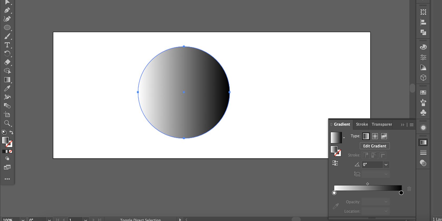 Adobe Illustrator Ellipse shape with grey gradient