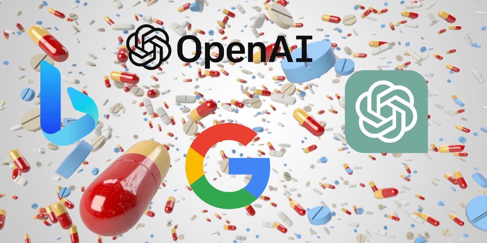 Logos of Tech Companies on Top of Colored Pills