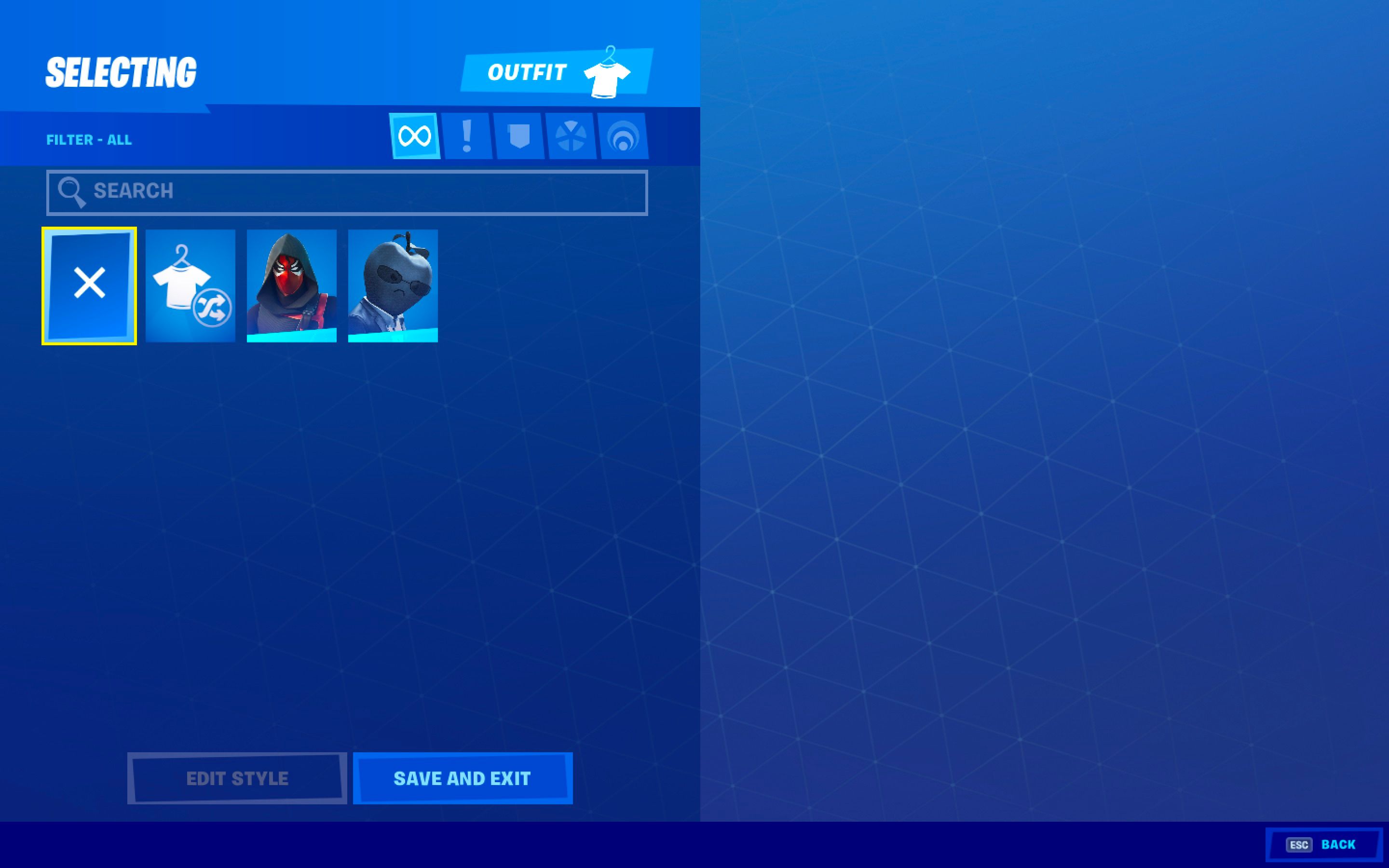 Almost empty outfit section in Fortnite Locker