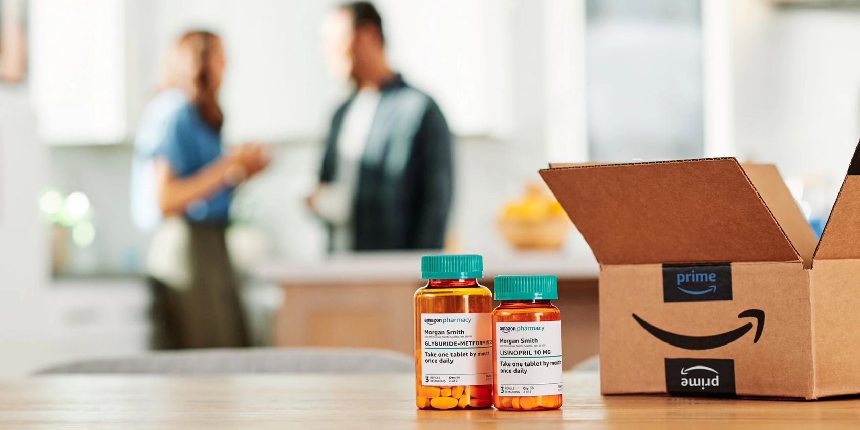 amazon pharmacy prescribed medications next to box