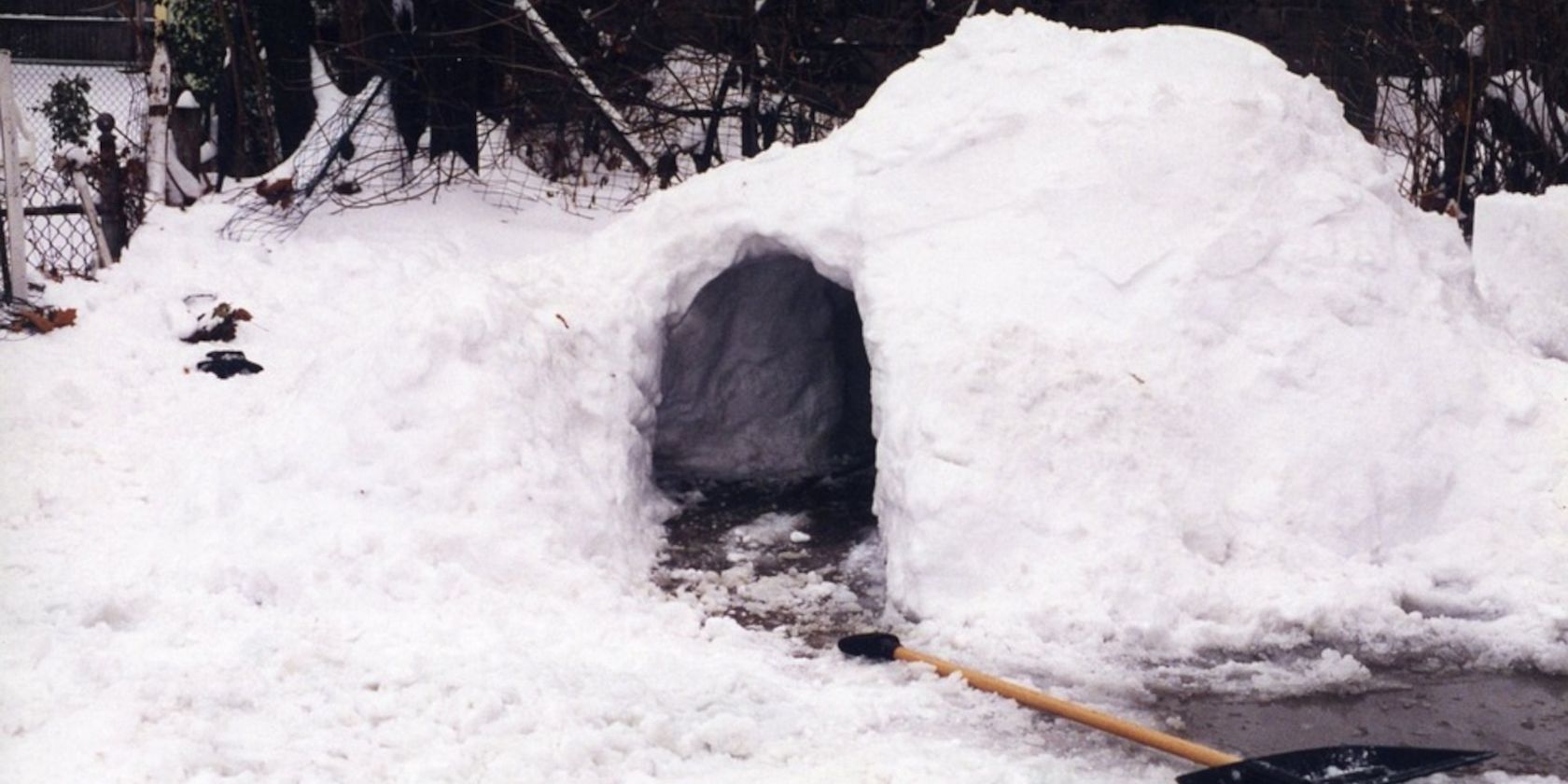 an igloo style snow shelter