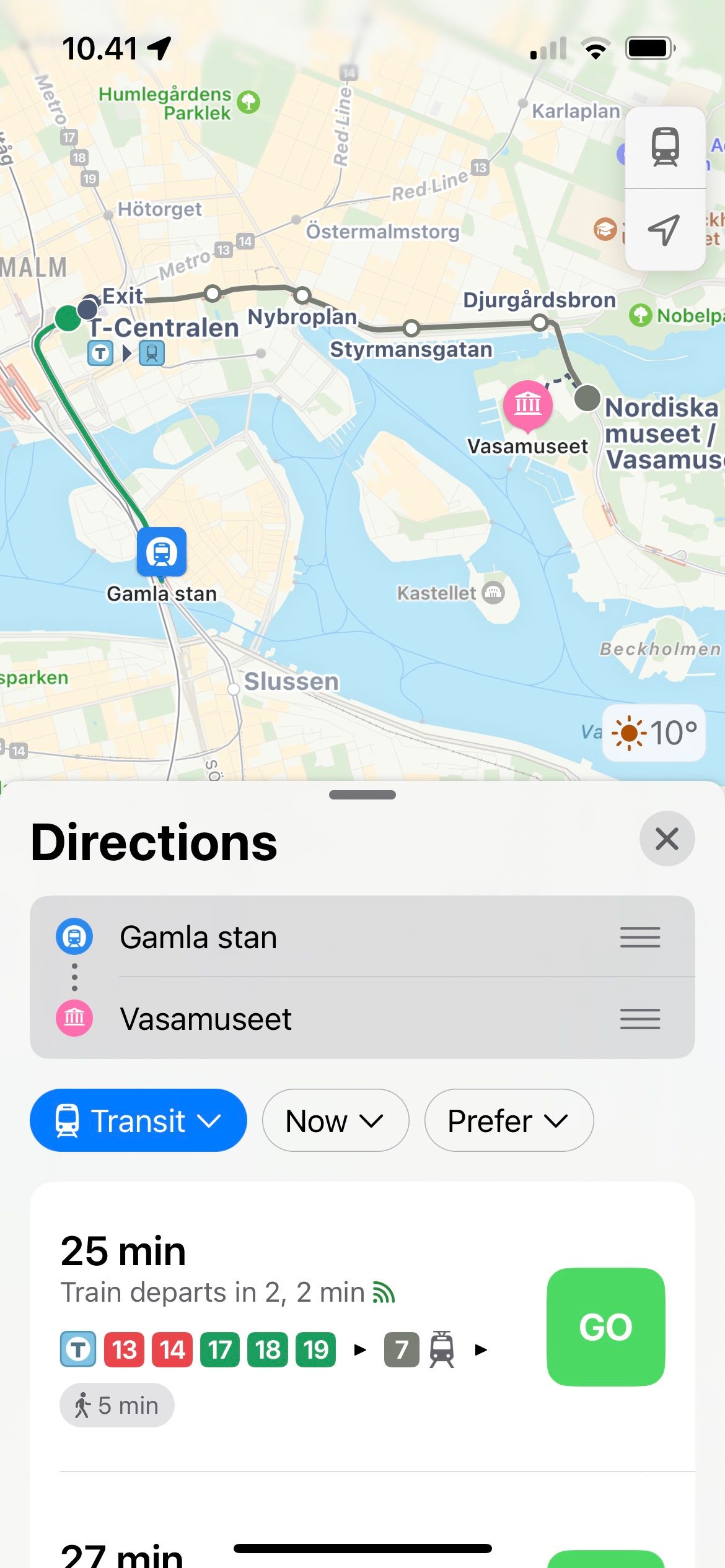 Apple Maps Public Transport Options Stockholm