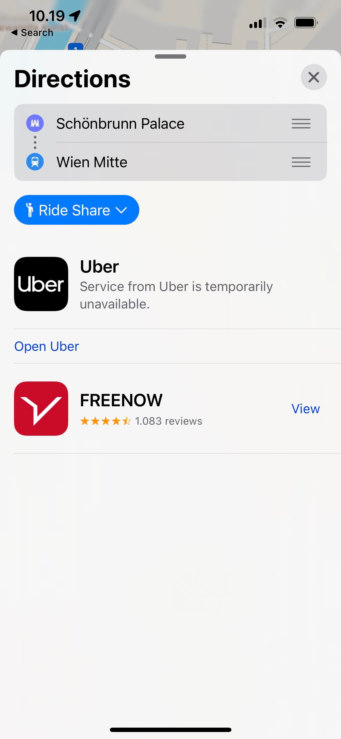 Apple Maps Ride-Sharing Options