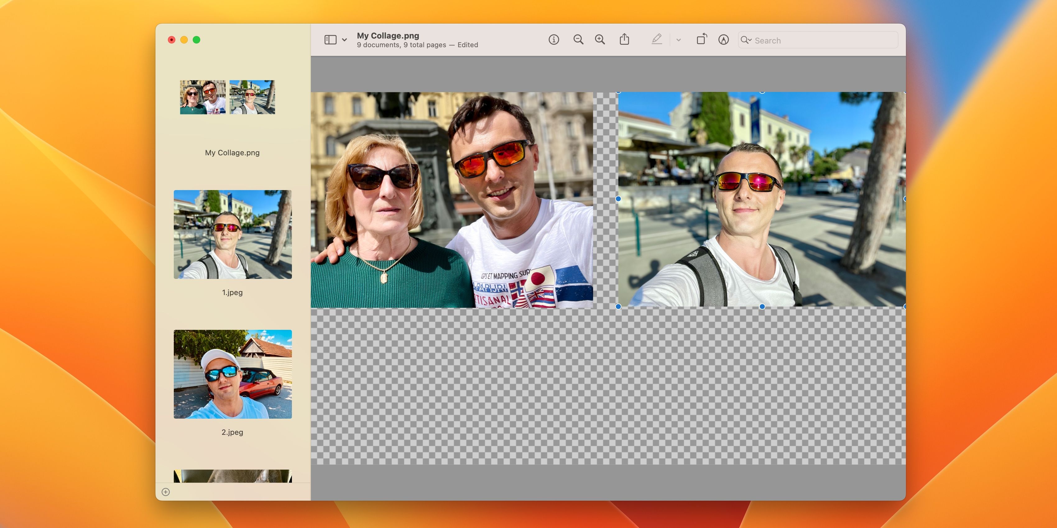 Creating image collage in Preview for Mac