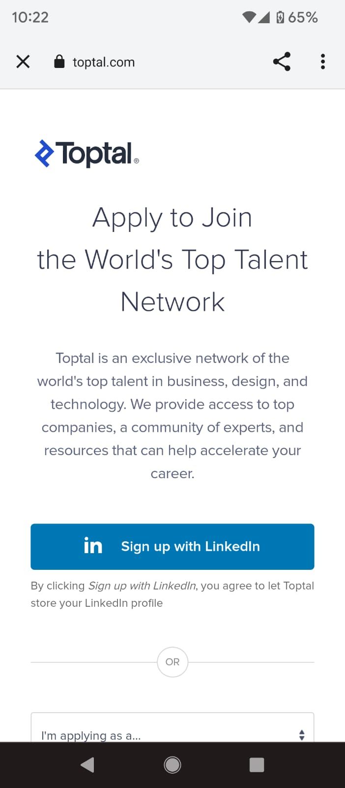 Apply to Join Toptal as a Freelancer With LinkedIn Profile