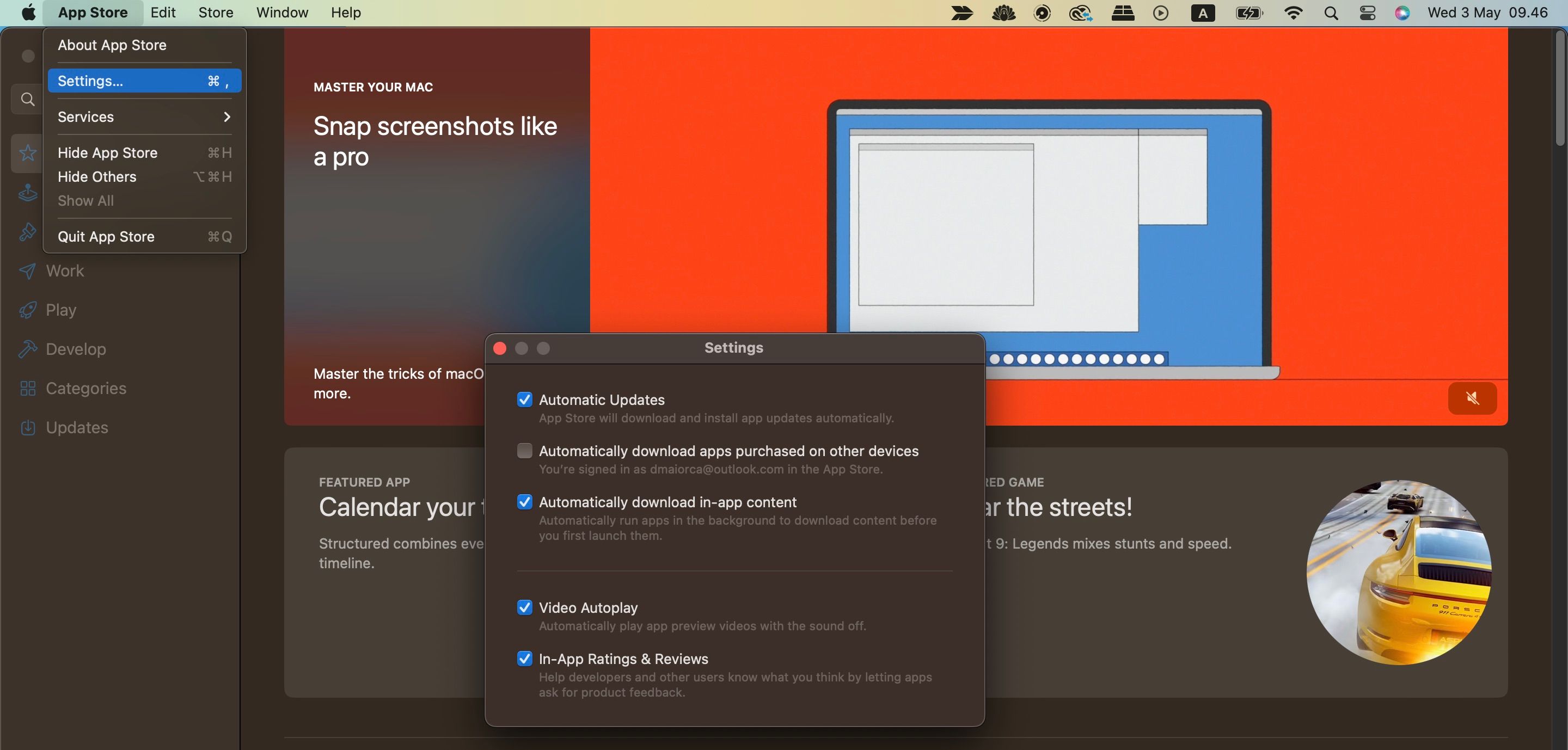 Automatic Update Settings Mac App Store Screenshot