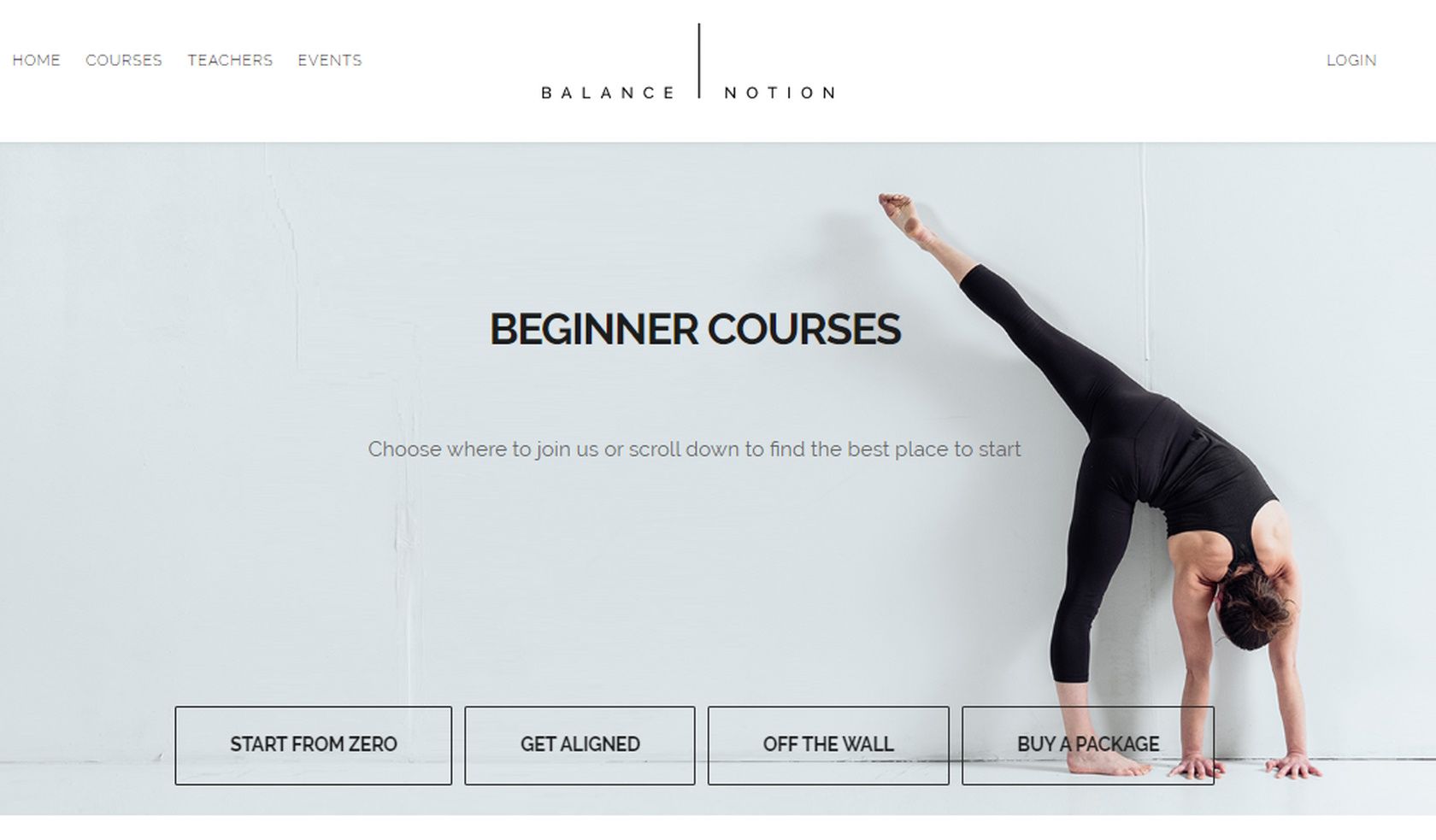 balance notion beginner handstand courses