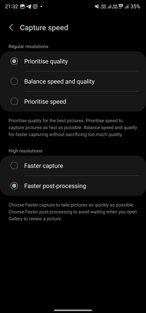 capture speed settings in Camera Assistant