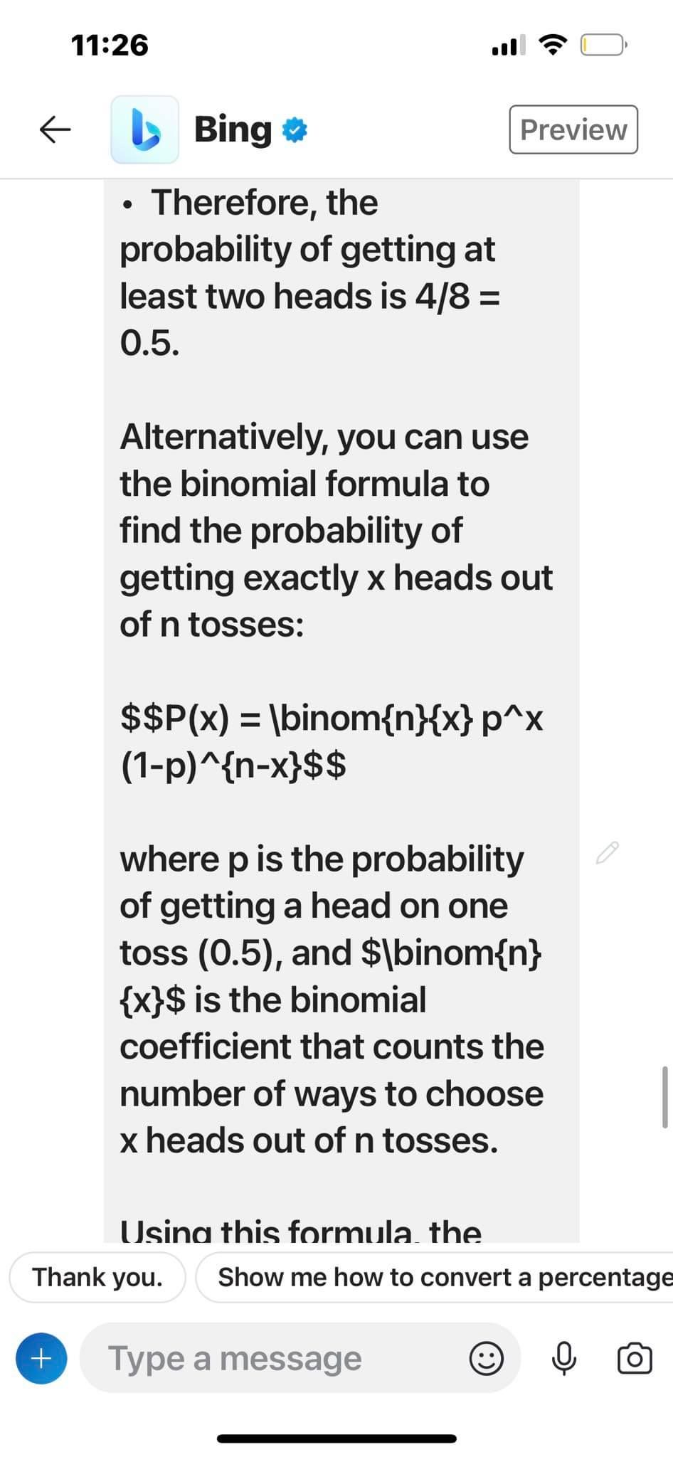 Bing Chat on Skype Answering Statistics Question