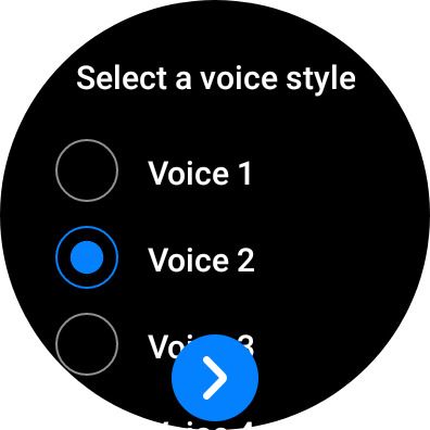 Different Bixby voice options on Galaxy watch