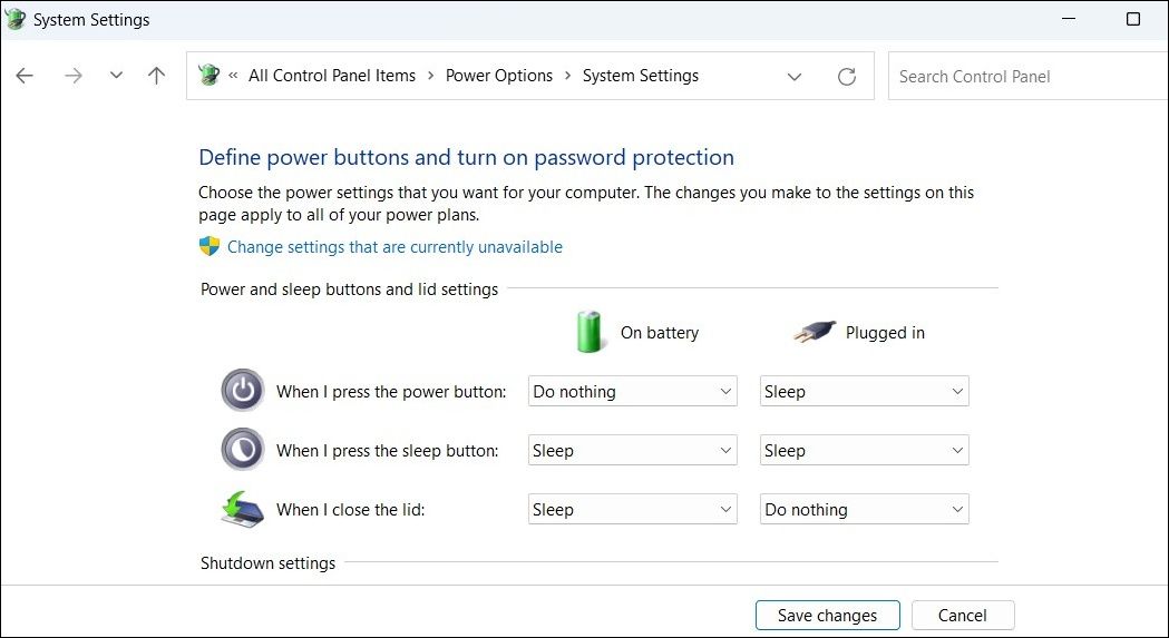 Change the Close Lid Action via Power Options in Windows