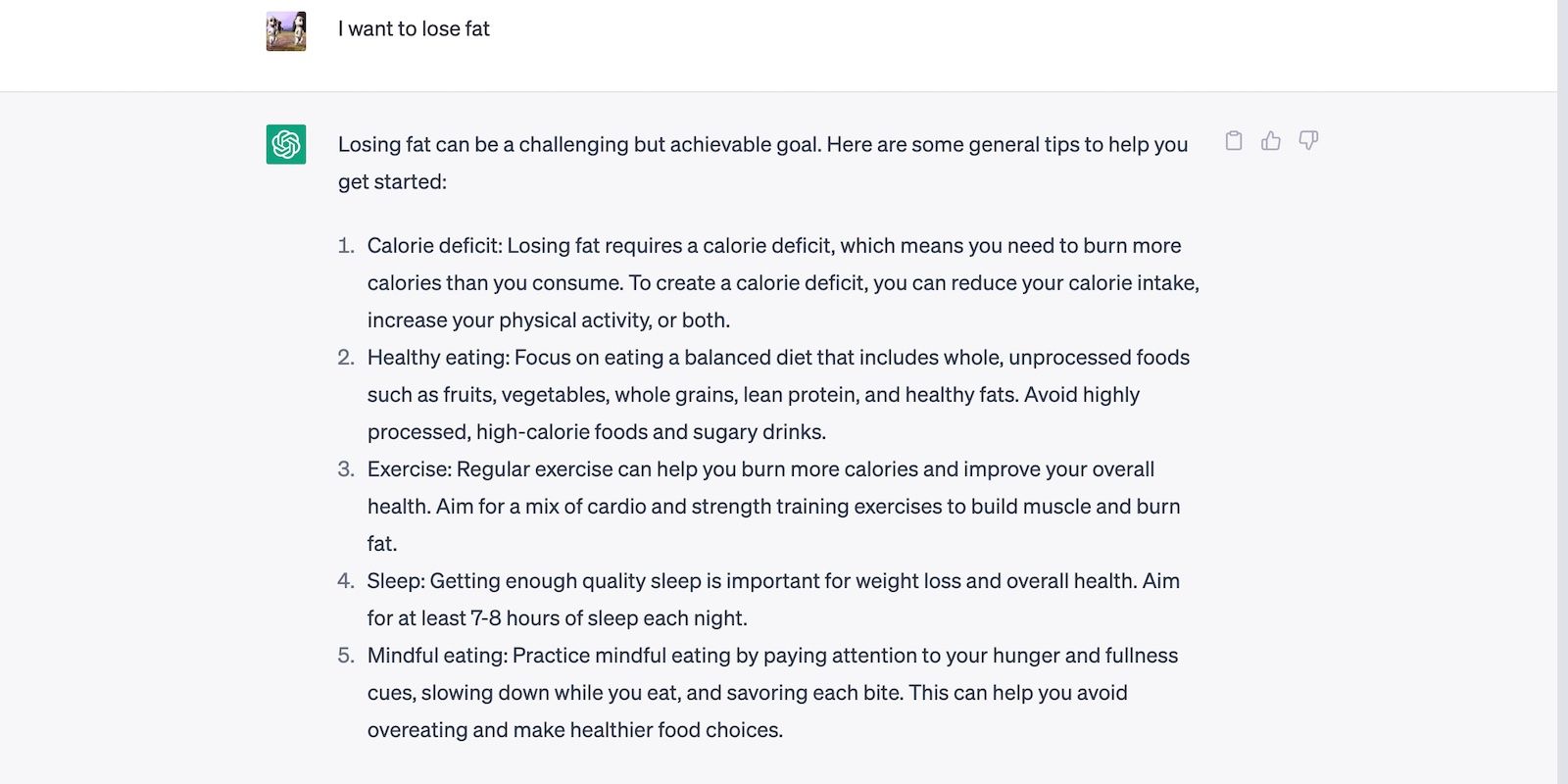 ChatGPT giải thích cơ bản về giảm béo