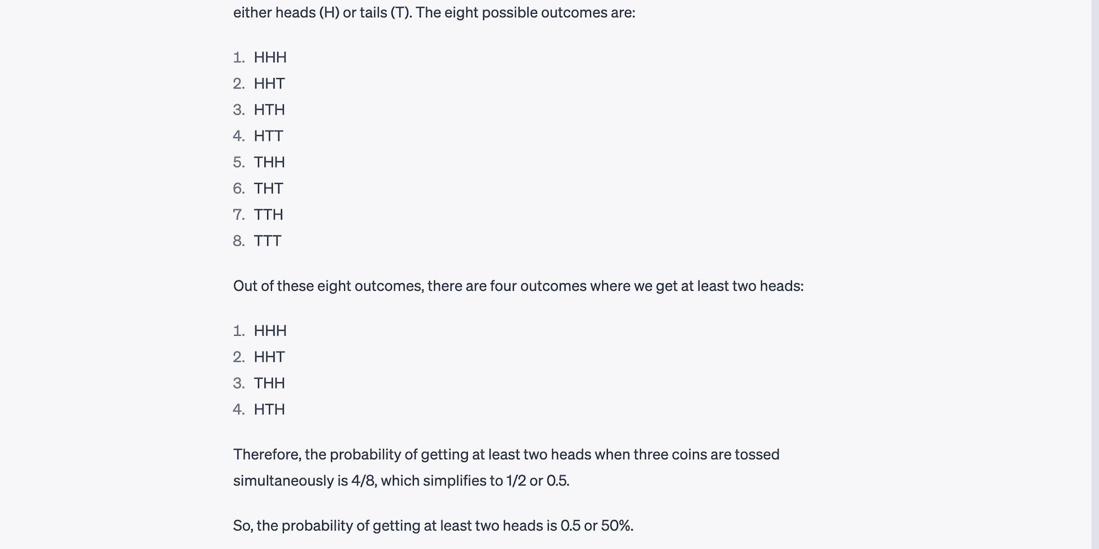 ChatGPT trả lời đúng câu hỏi xác suất tung đồng xu