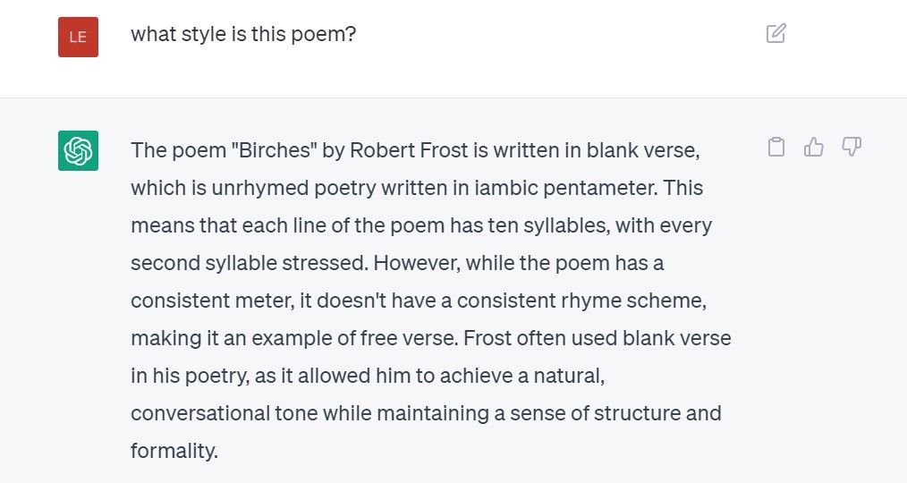 ChatGPT explanation of Frost poem