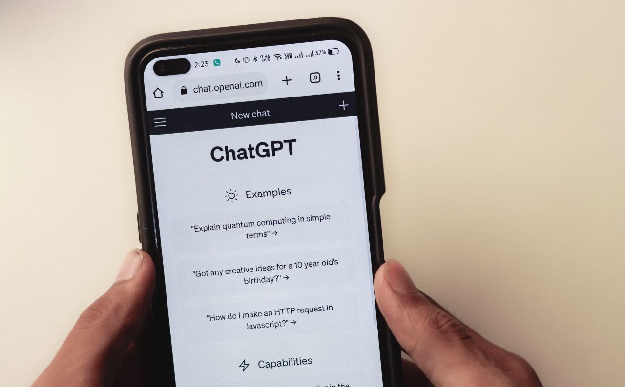 Smartphone screen displaying possible ChatGPT prompts