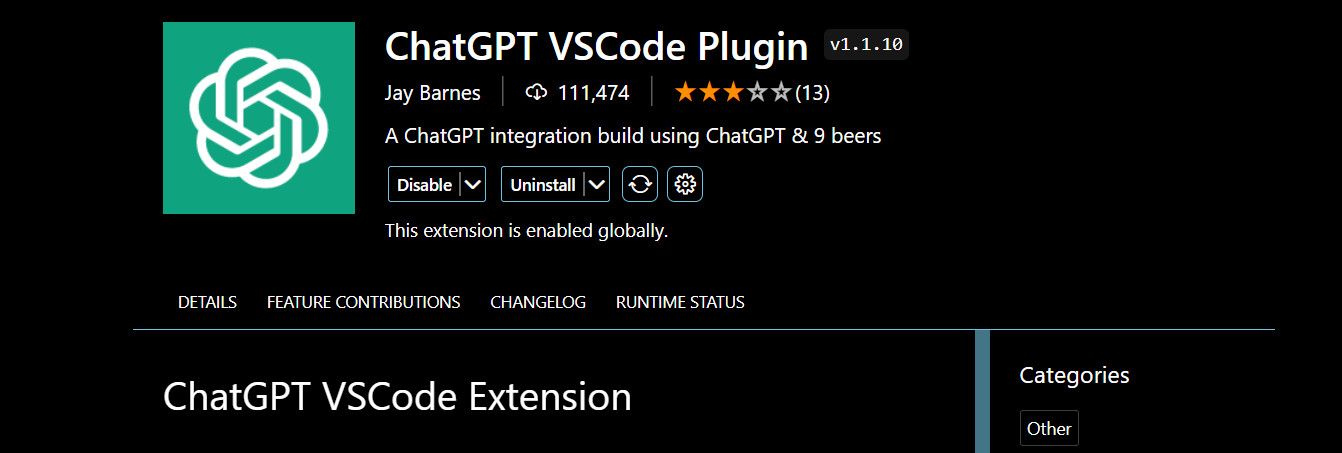 ChatGPT VS Code extension by Jay Barnes