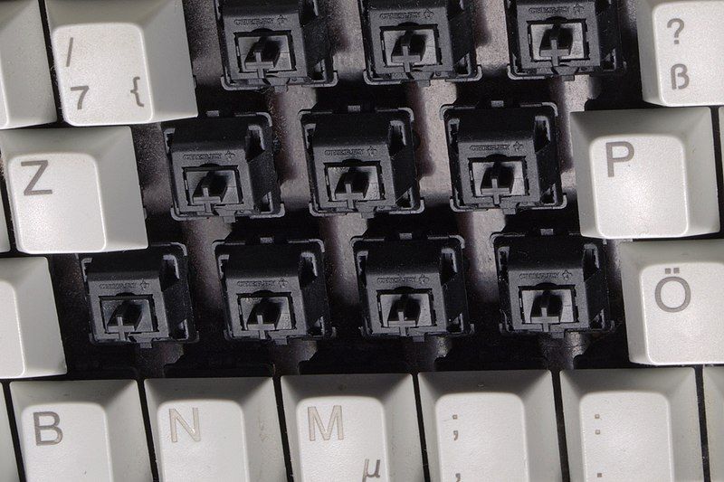 Black switches on a keyboard 