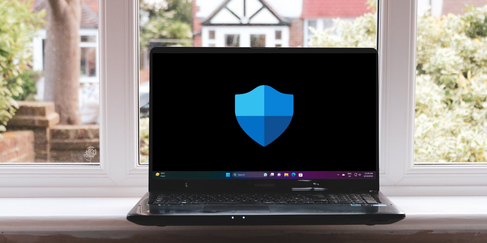 Microsoft Defender Logo on Laptop Screen