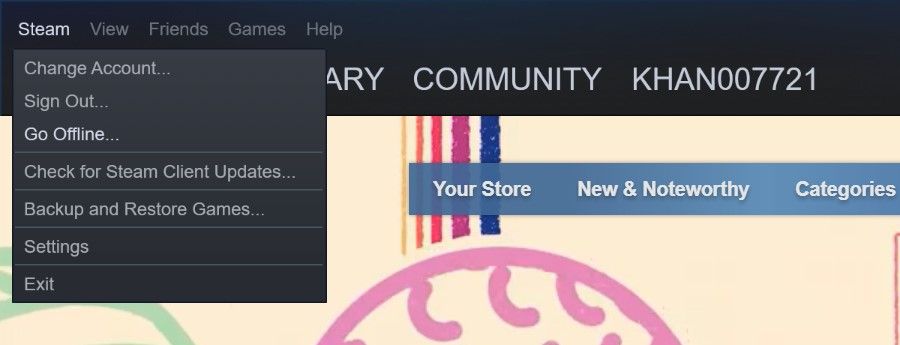 Click on the Go Offline Button under the Steam Tab in Steam App to Turn on Offline Mode in Steam Client