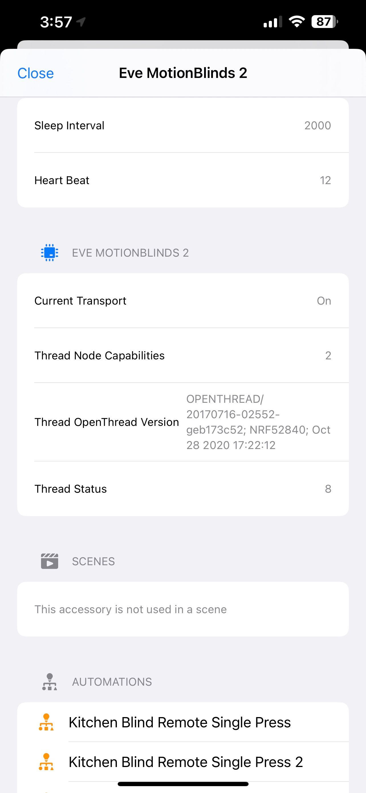Controller for HomeKit iOS App Thread Details