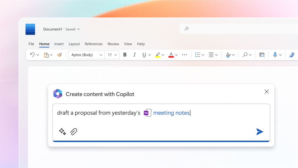 A Copilot dialog box in Microsoft Word