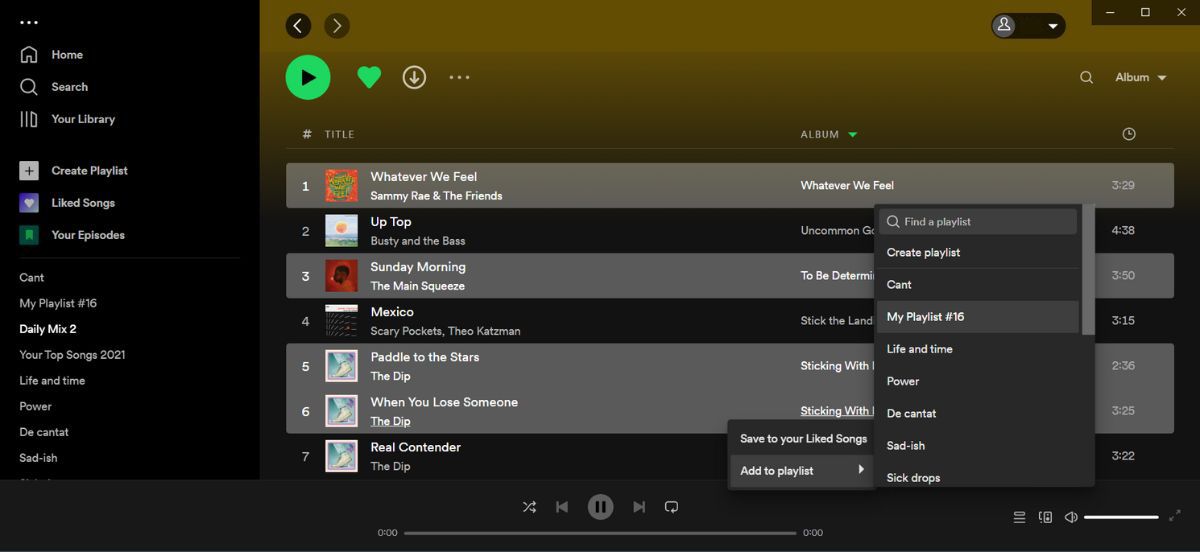 Copy songs to a new Spotify playlist