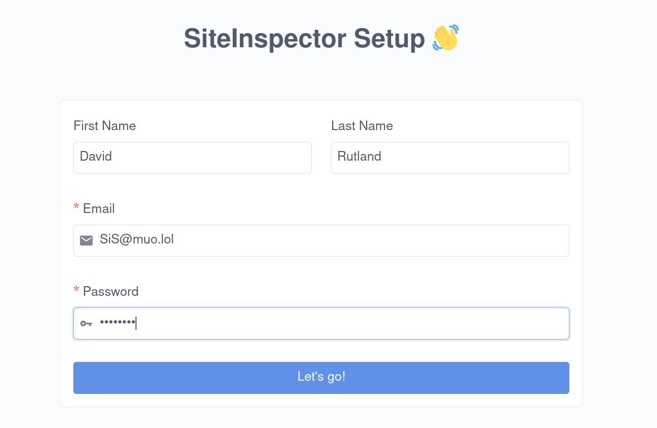 tạo tài khoản quản trị trên siteinspector