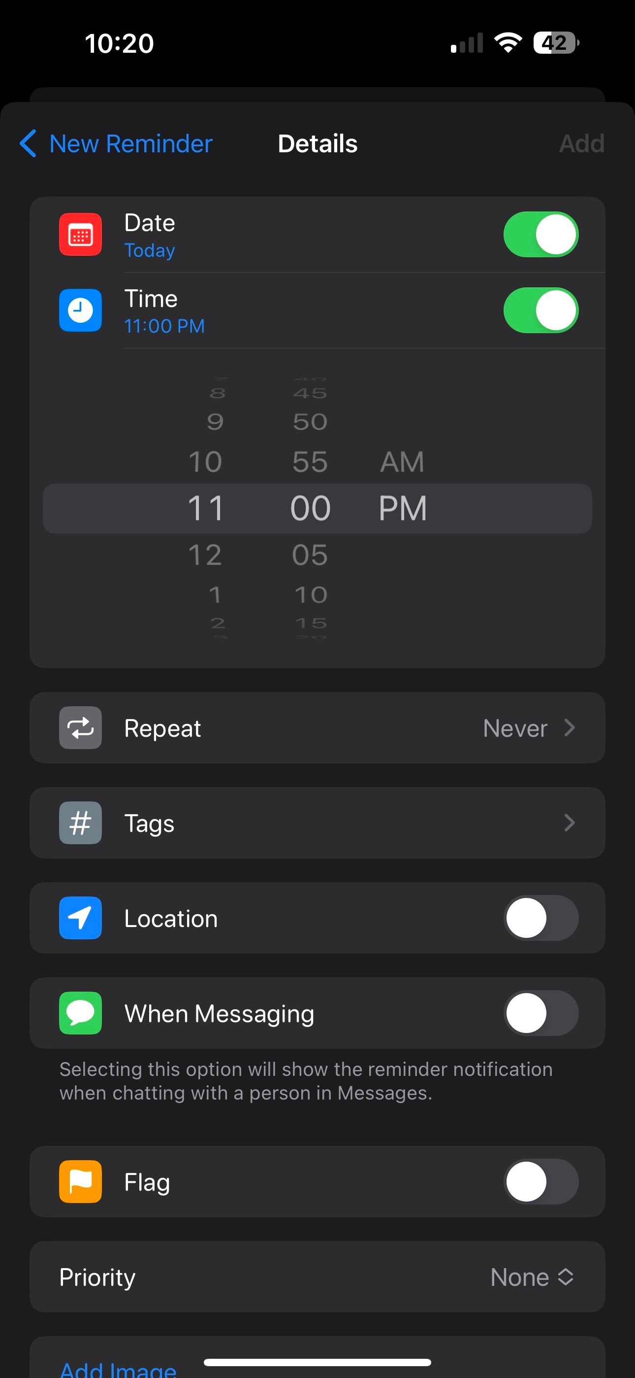 Details in Reminders on the iPhone