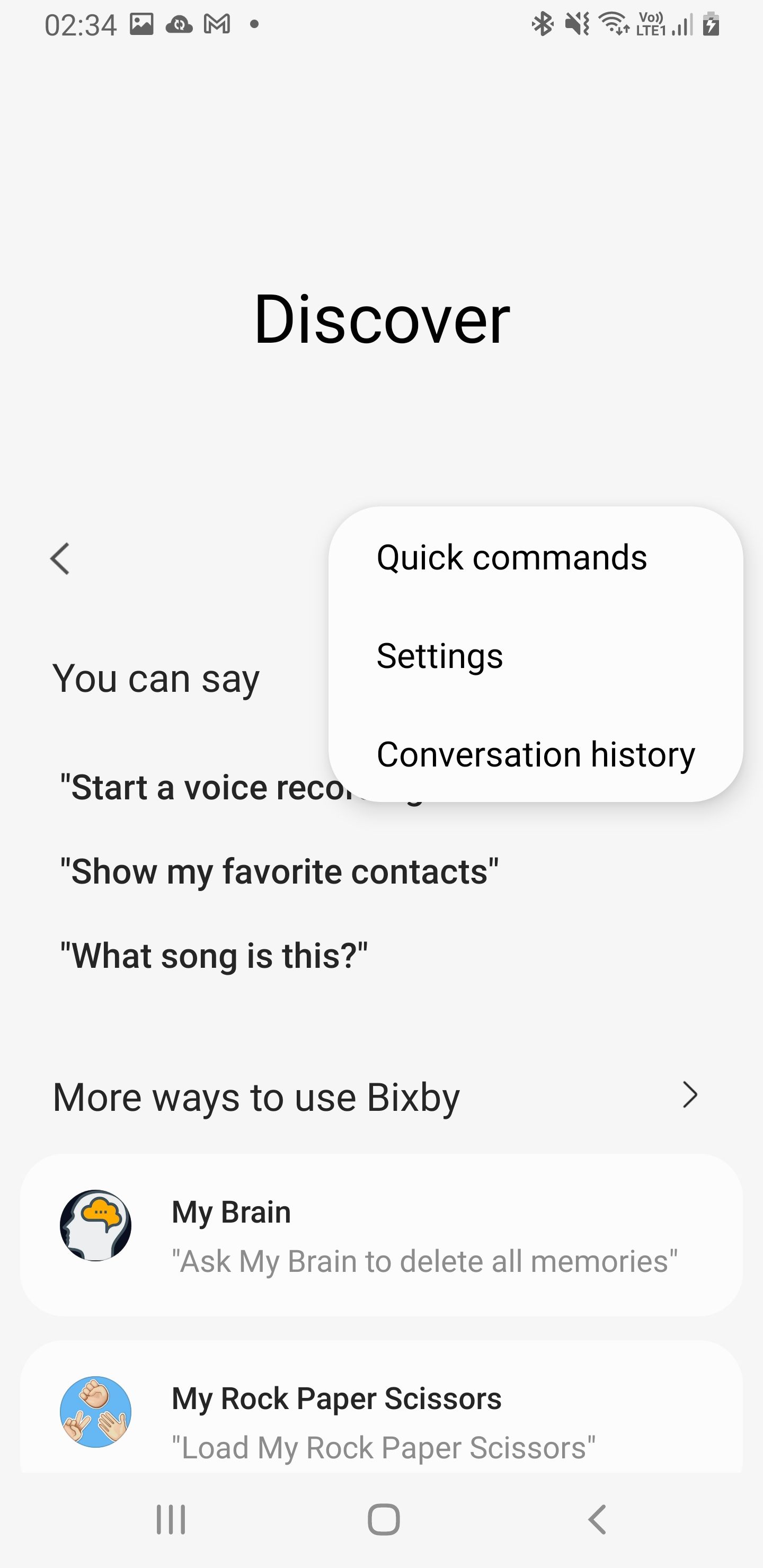 Bixby Voice opened on Galaxy Wearable