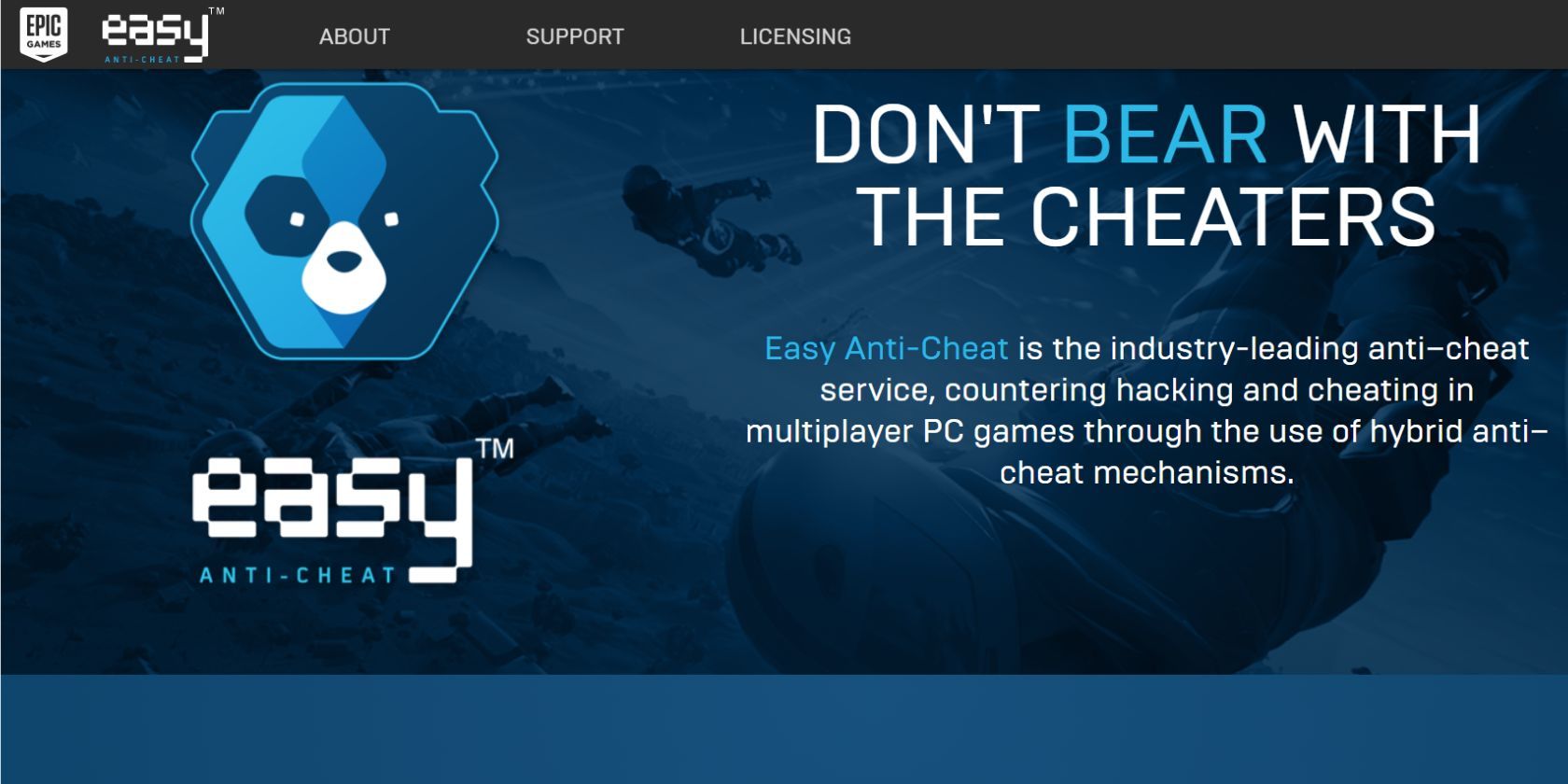 The homepage of Easy Anti Cheat