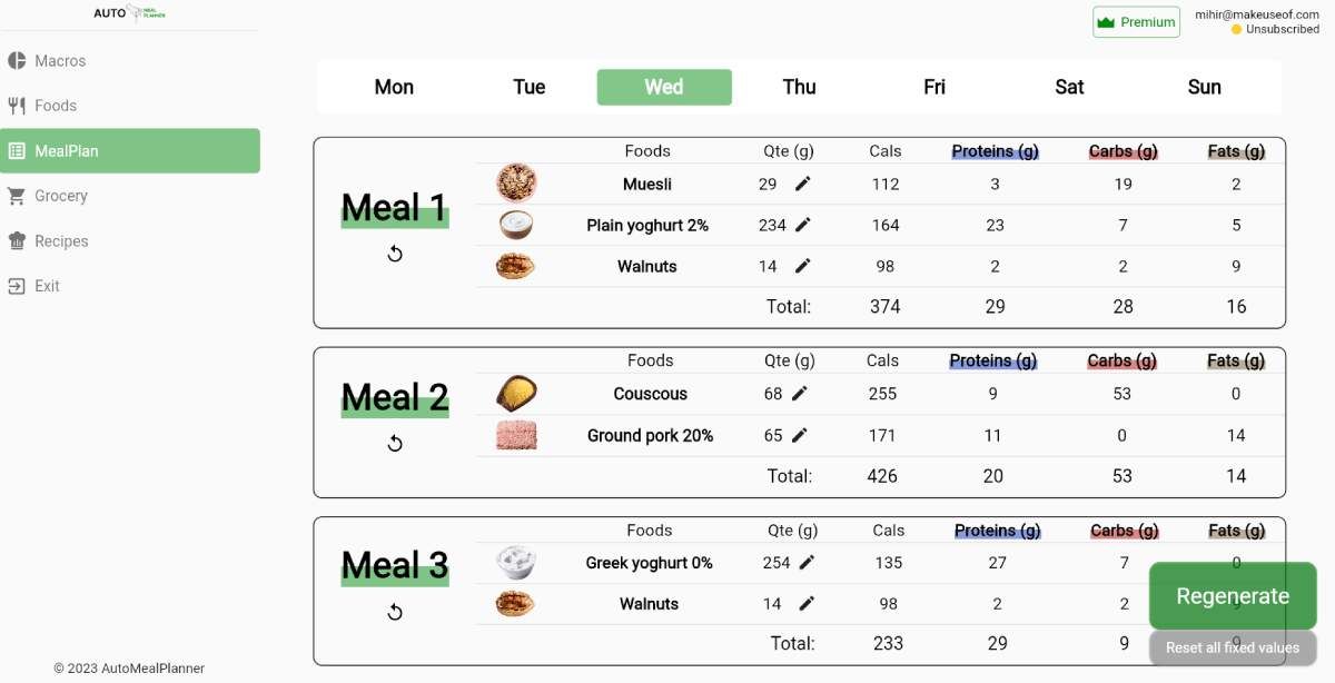AutoMealPlanner uses AI to generate a week's meal plan based on preferred diet and foods, allergies and restrictions, and calorie targets