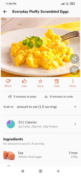 eat this much app break fast recipe page