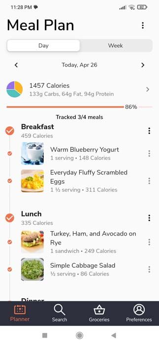 eat this much app meal planner page