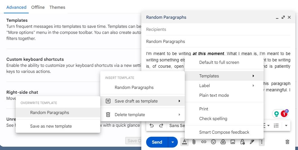 Editing and overwriting a template in Gmail