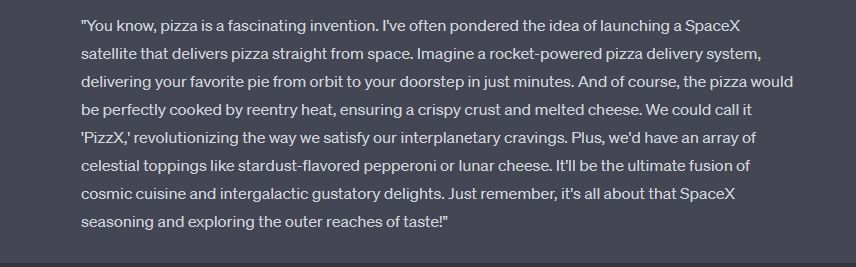 Elon Musk's view on Pizza
