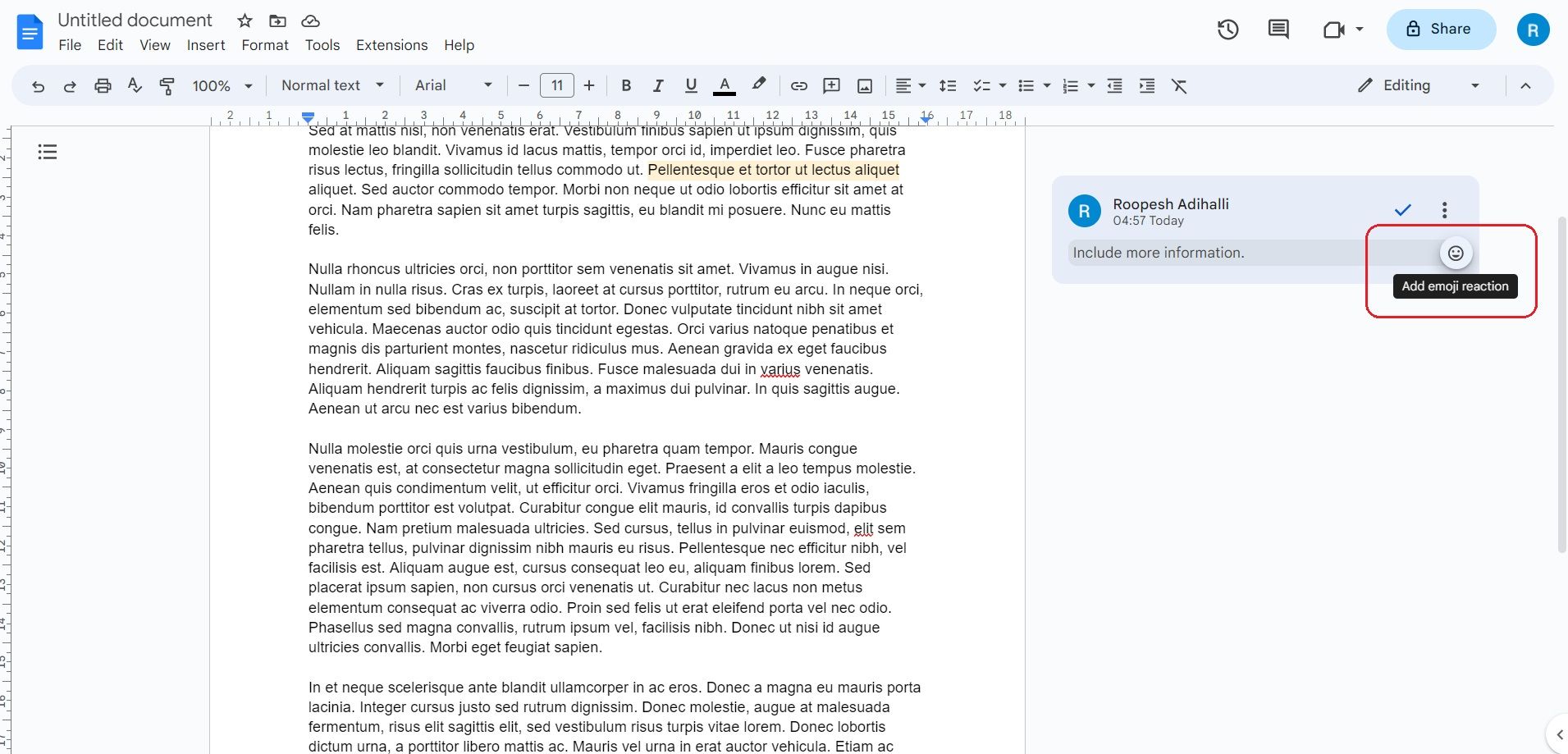 Reaksi Emoji terhadap Komentar di Google Docs