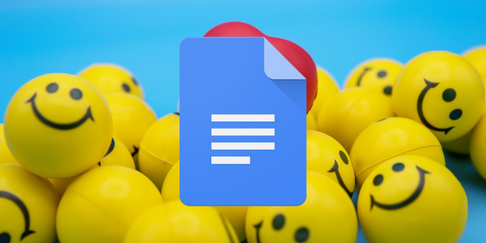 Emoji soft balls with Google Docs logo in front