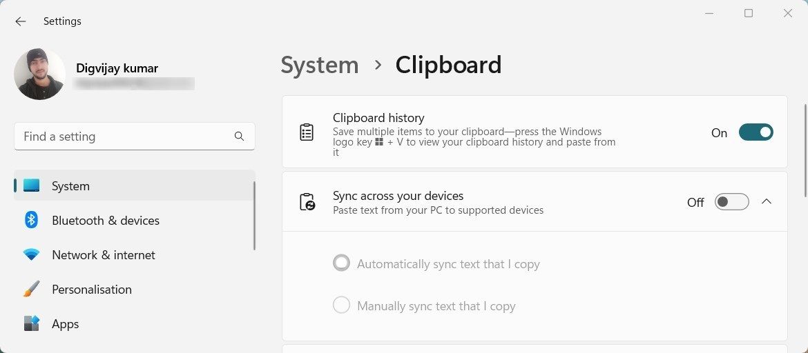 Enable the Clipboard History