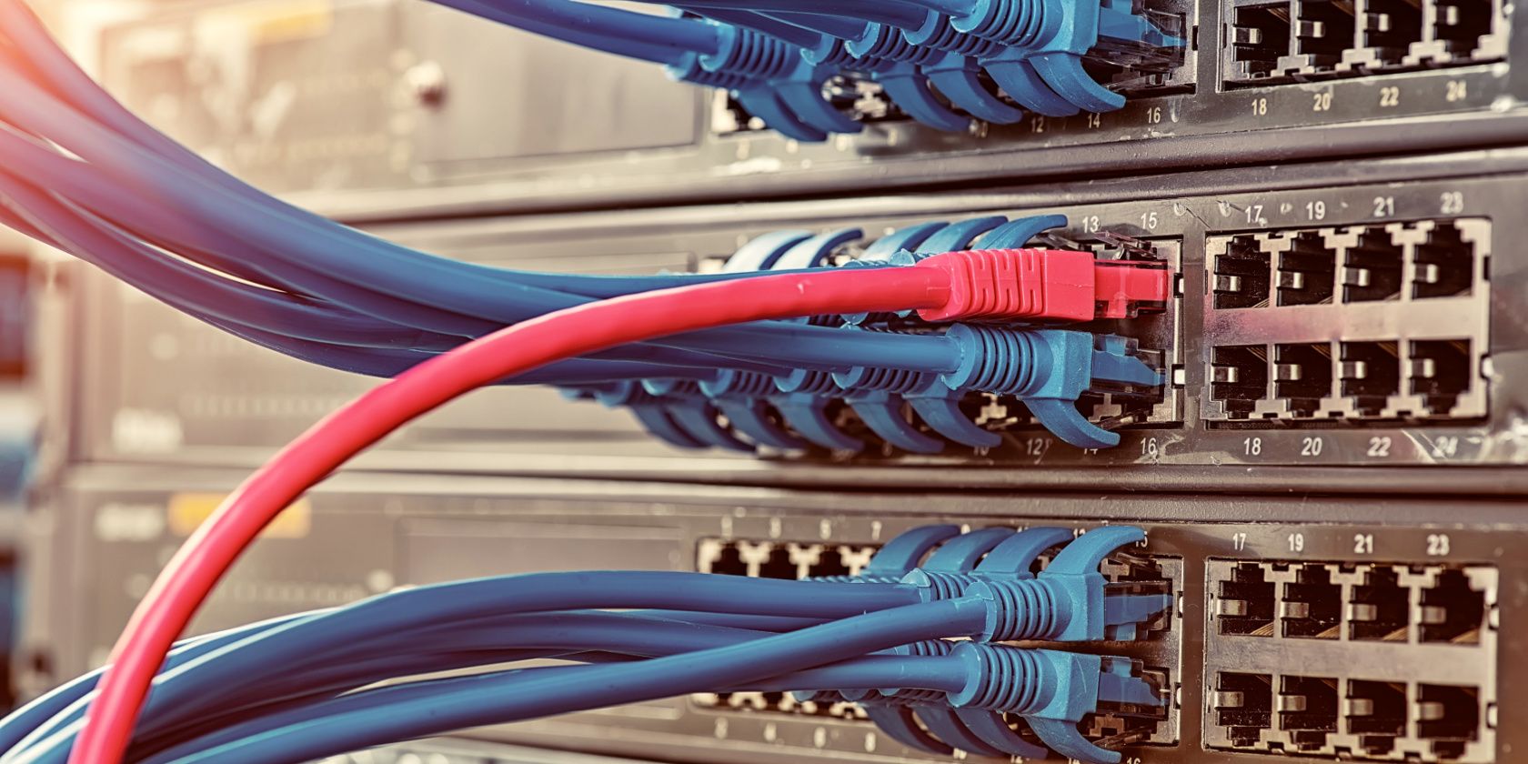 ethernet cables plugged into server ports feature