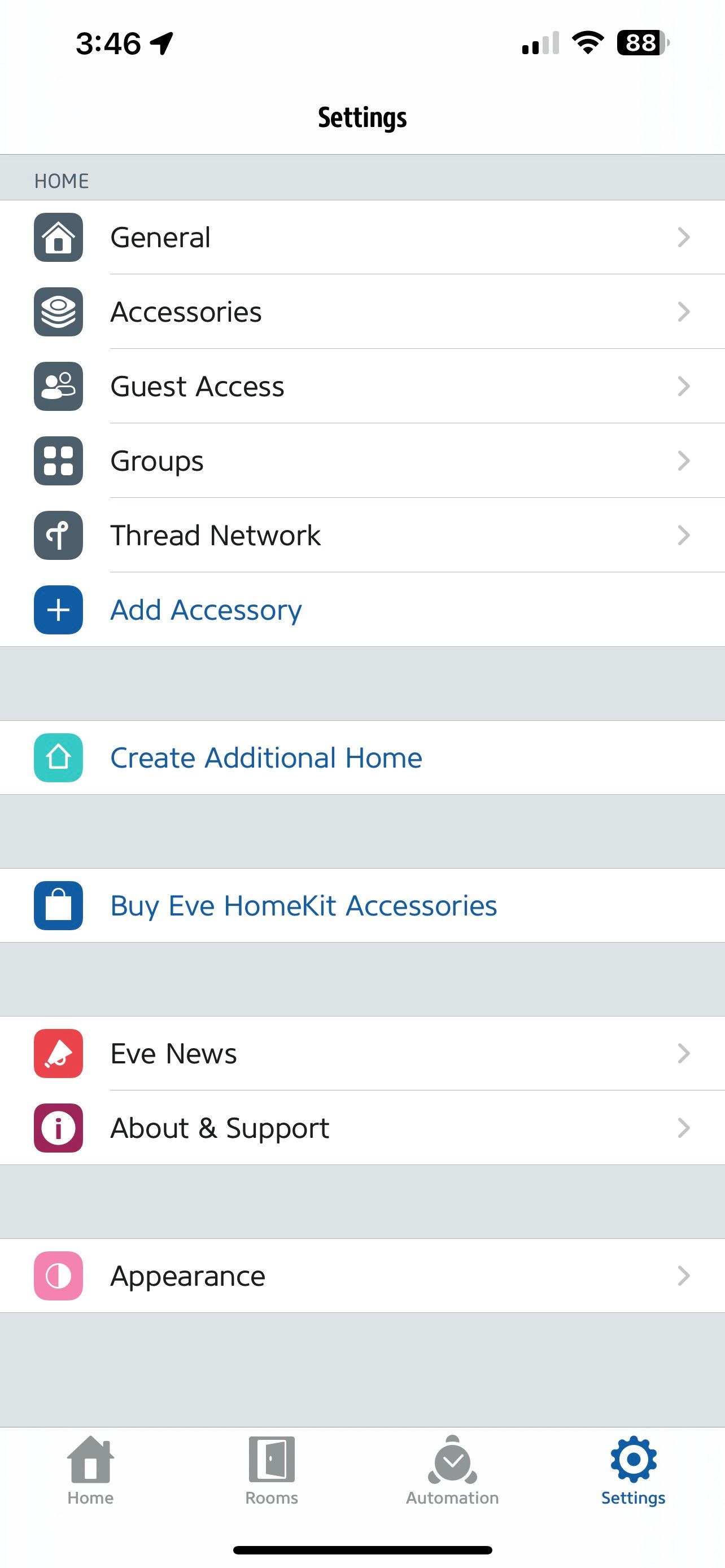 Eve for Matter & HomeKit iOS App Accessories Tab