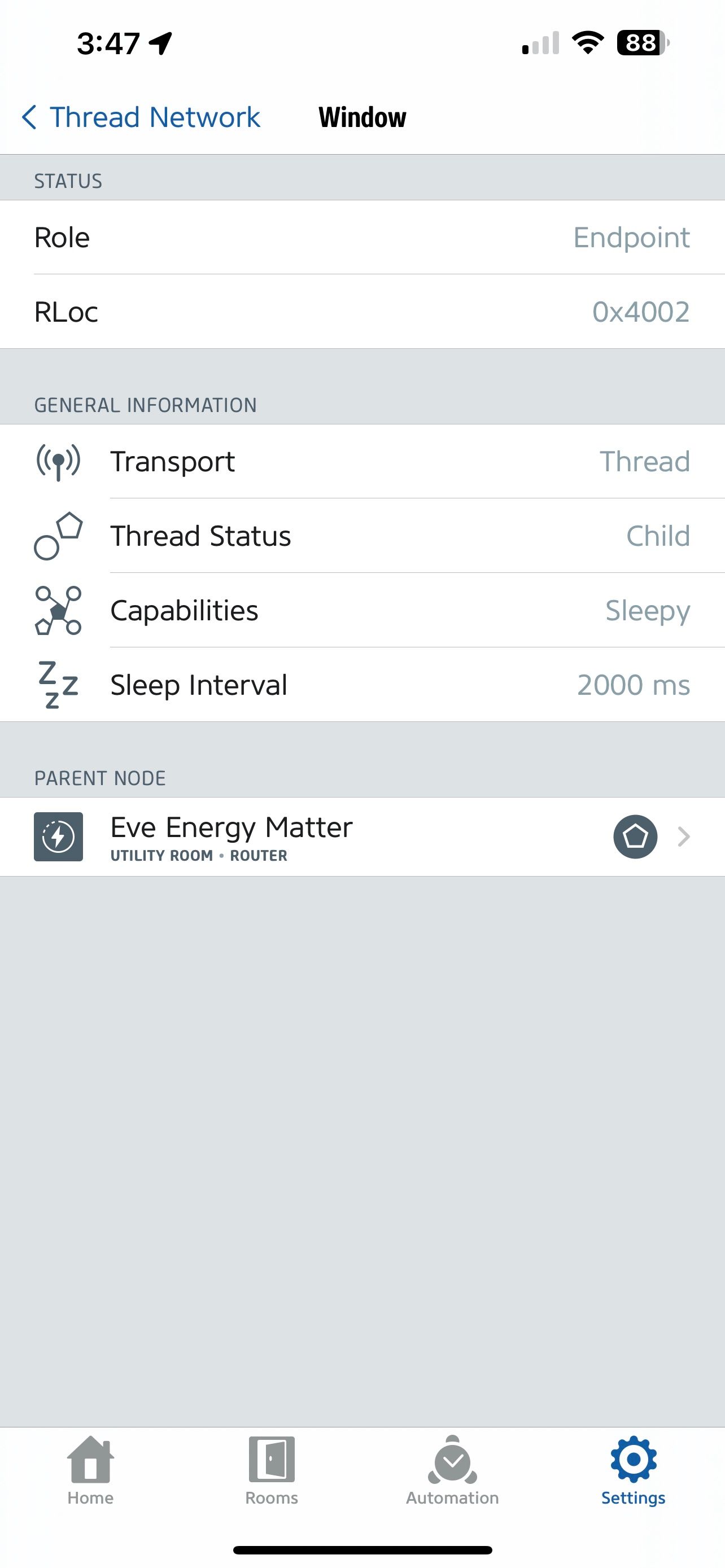 Eve for Matter & HomeKIt iOS App Thread Details