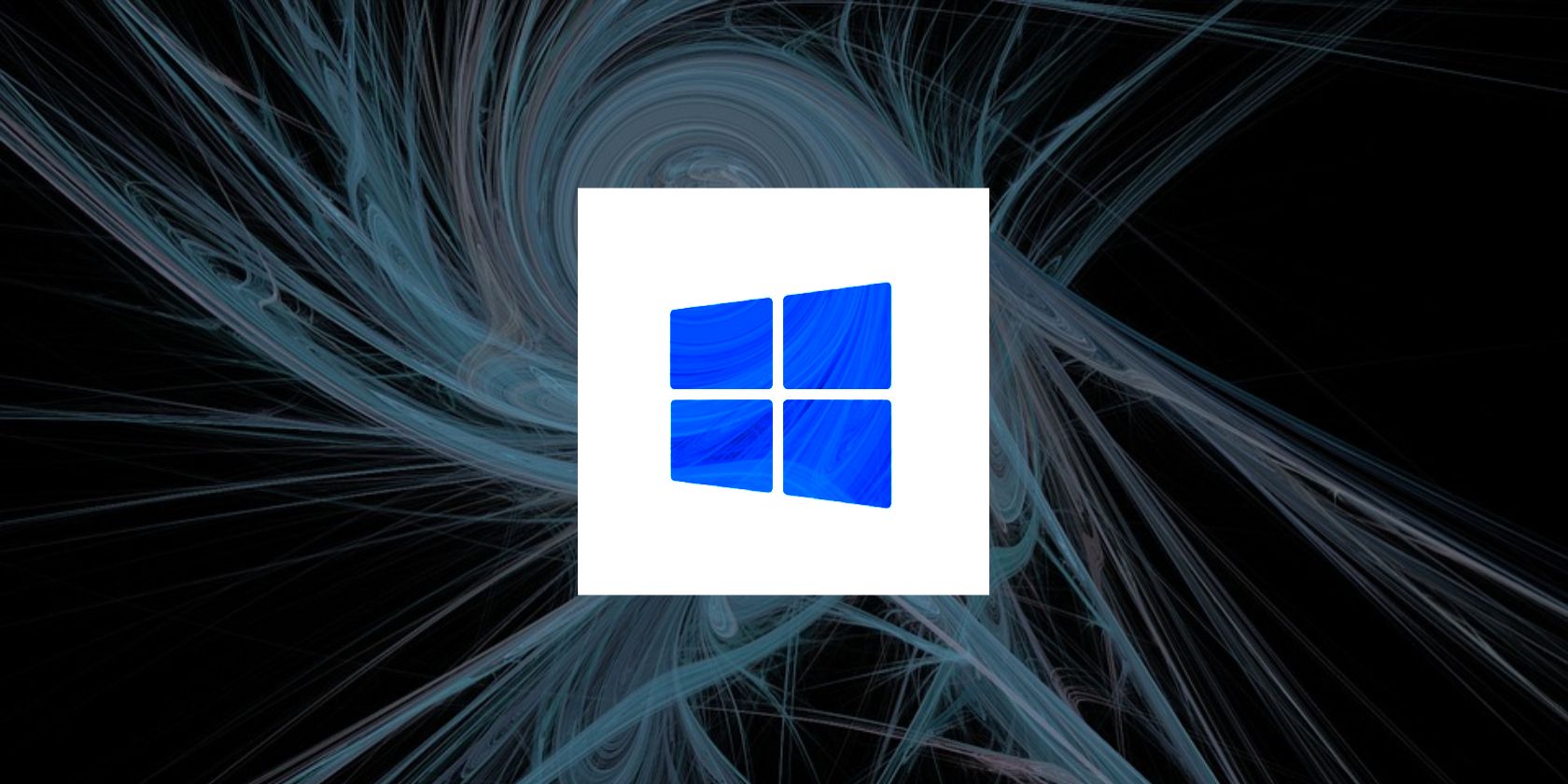the windows logo over a screensaver-like background