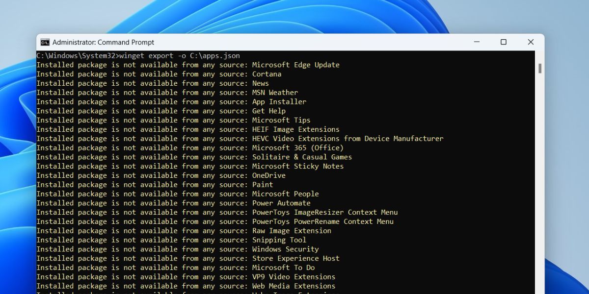 Export Apps Using Winget in Windows 11 
