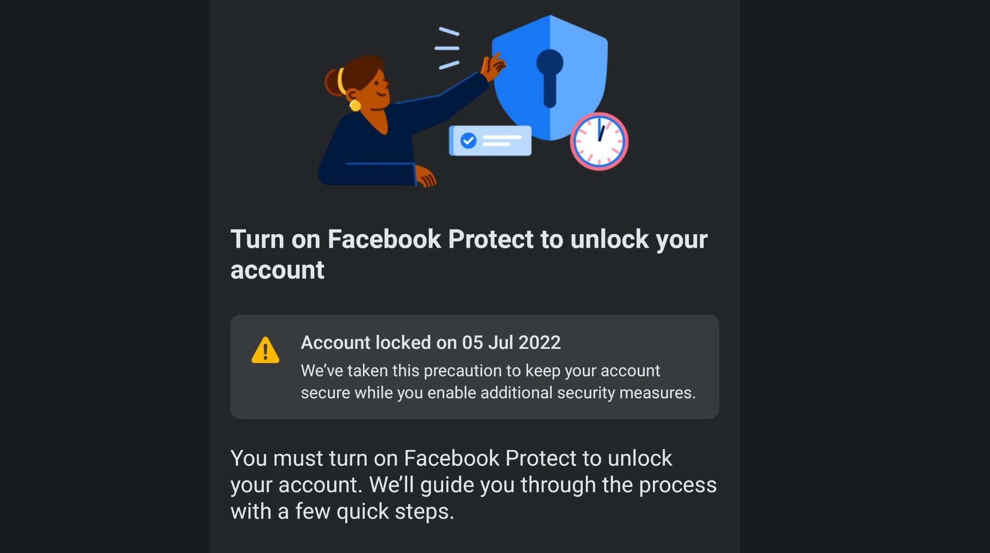 Facebook Notification That User's Account Has Been Temporarily Locked
