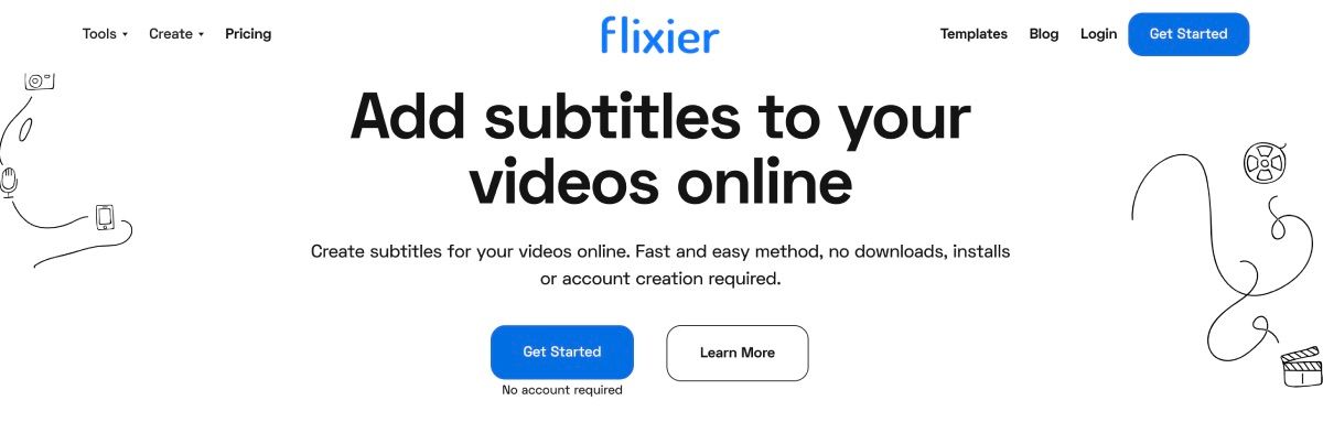 بنر Flixier Add Subtitles با دکمه شروع