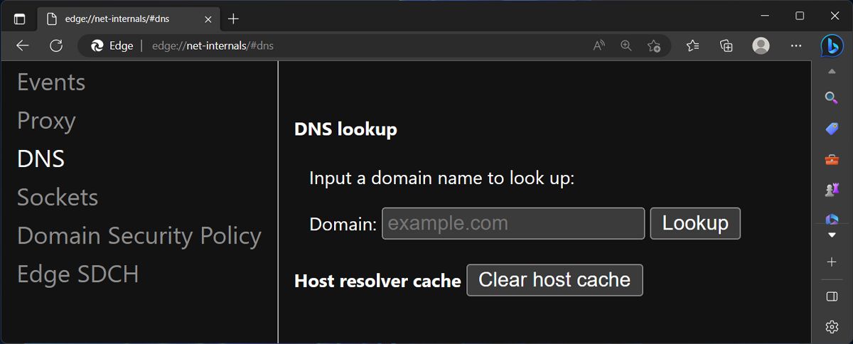 Bersihkan cache DNS Edge