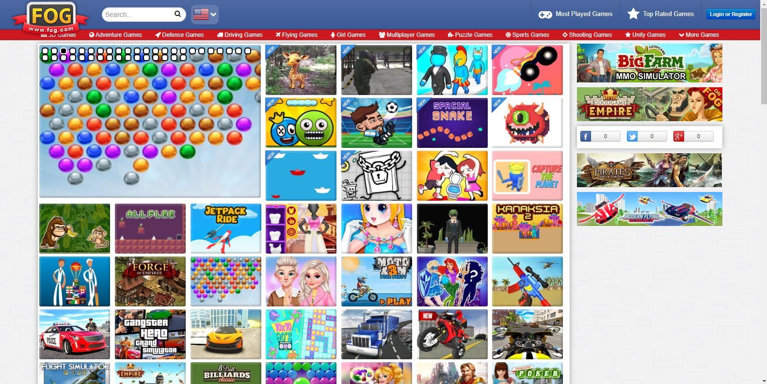 A Screenshot of FreeOnlineGames com Free Online Games Landing Page